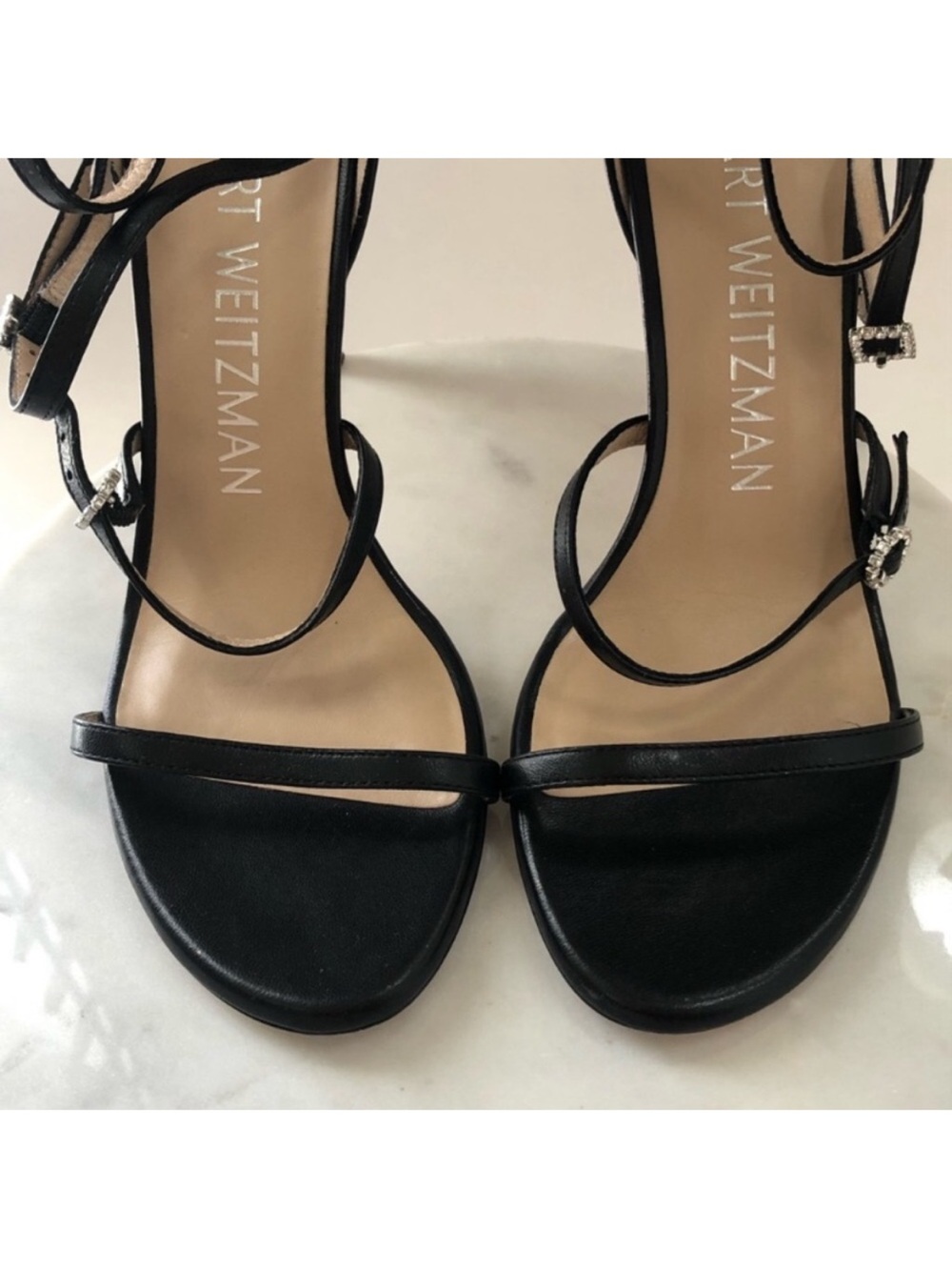 Stuart Weitzman Black Strappy Crystal-Accent Stiletto - Picture 4 of 16